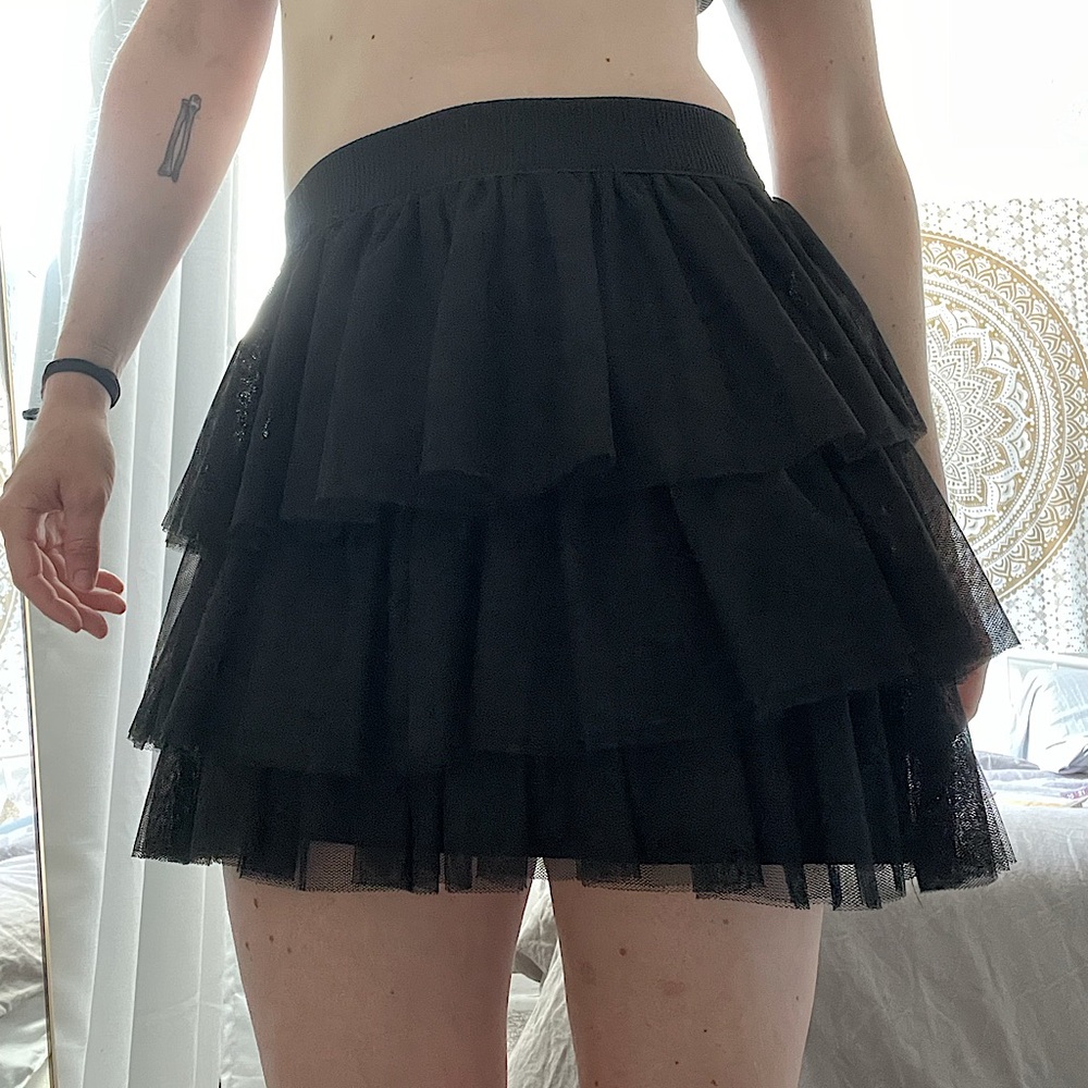 Aqua Tutu Mini Skirt in Black